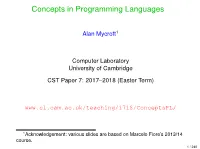 Concepts in Programming Languages