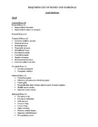 Required List of Bones and Markings