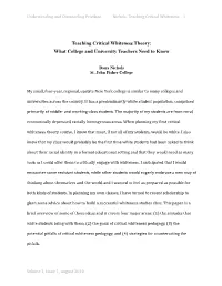 Teaching Critical Whiteness Theory: What College and University Teachers Need to Know