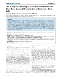 Utx Is Required for Proper Induction of Ectoderm and Mesoderm During Differentiation of Embryonic Stem Cells