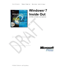 Windows 7 Inside out Early Content Subject to Change