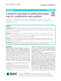 A Proactive Genotype-To-Patient-Phenotype Map for Cystathionine Beta-Synthase