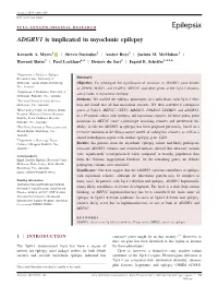 ADGRV1 Is Implicated in Myoclonic Epilepsy