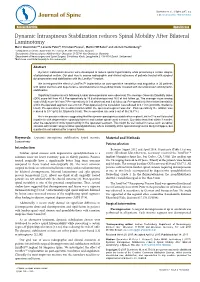 Dynamic Intraspinous Stabilization Reduces Spinal Mobility After