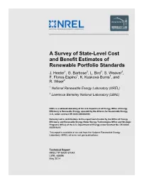 A Survey of State-Level Cost and Benefit Estimates of Renewable Portfolio Standards J
