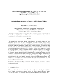 Artisan Procedures to Generate Uniform Tilings