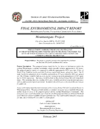 FINAL ENVIRONMENTAL IMPACT REPORT Mountaingate Project