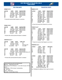 New York Giants at Philadelphia Eagles Injury Report