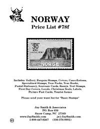 NORWAY Price List #78F