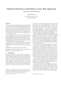 Optimized Client-Server Distribution of Ajax Web Applications Research Internship Report