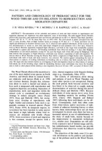 Pattern and Chronology of Prebasic Molt for the Wood Thrush and Its Relation to Reproduction and Migration Departure