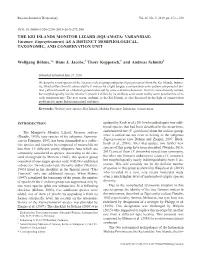 THE KEI ISLANDS MONITOR LIZARD (SQUAMATA: VARANIDAE: Varanus: Euprepiosaurus) AS a DISTINCT MORPHOLOGICAL, TAXONOMIC, and CONSERVATION UNIT