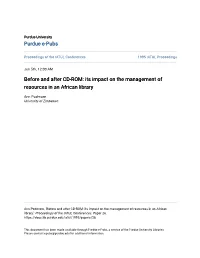 Before and After CD-ROM: Its Impact on the Management of Resources in an African Library