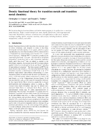 Density Functional Theory for Transition Metals and Transition Metal Chemistry
