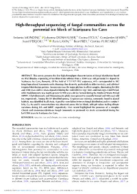 High-Throughput Sequencing of Fungal Communities Across the Perennial Ice Block of Scărisoara̦ Ice Cave