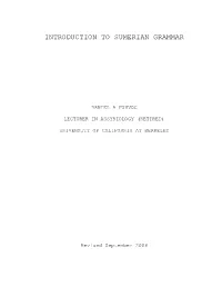 Introduction to Sumerian Grammar