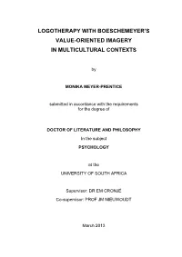 Logotherapy with Boeschemeyer's Value-Oriented Imagery in Multicultural Contexts
