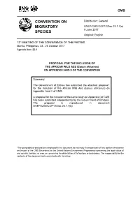 Proposal for Inclusion of the African Wild Ass (Eritrea)