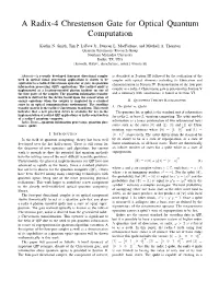 A Radix-4 Chrestenson Gate for Optical Quantum Computation