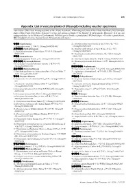 Appendix. List of Vascular Plants of Ulleungdo Including Voucher Specimens