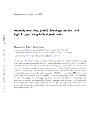 (Axial) Schwinger Models, and High-T Super Yang-Mills Domain Walls