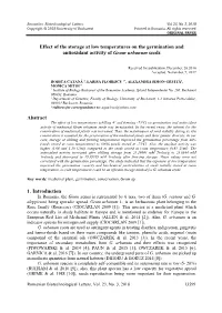 Effect of the Storage at Low Temperatures on the Germination and Antioxidant Activity of Geum Urbanum Seeds