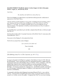 MAGICK WITHOUT TEARS by Aleister Crowley Chapter LI: How to Recognise Masters, Angels, Etc., and How They Work