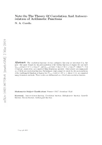 Note on the Theory of Correlation Functions