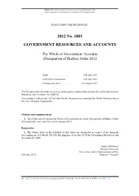 The Whole of Government Accounts (Designation of Bodies) Order 2012