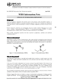 WHO Information Note UPDATE on NITROSAMINE IMPURITIES