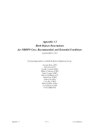 Appendix 3.1 Birth Defects Descriptions for NBDPN Core, Recommended, and Extended Conditions Updated March 2021