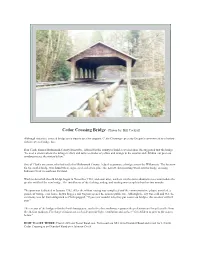 Covered Bridges Built in the Last Two Decades for Private Use
