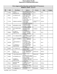 Firms Approved for Allocation to State Bank of Travancore BRANCH AUDIT - 2010-2011