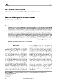 Methods of Airway Resistance Assessment