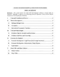Myanmar Update April 2021 Report