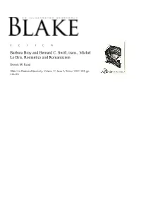Barbara Bray and Bernard C. Swift, Trans., Michel Le Bris, Romantics and Romanticism