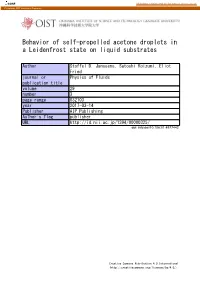 Behavior of Self-Propelled Acetone Droplets in a Leidenfrost State on Liquid Substrates