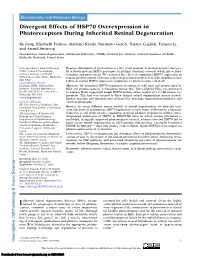 Divergent Effects of HSP70 Overexpression in Photoreceptors During Inherited Retinal Degeneration