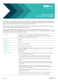 Job Title – Department Senior Consultant Forensics and Technology