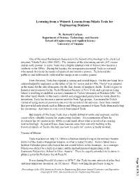 Lessons from Nikola Tesla for Engineering Students
