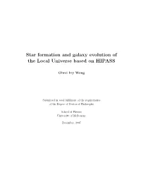 Star Formation and Galaxy Evolution of the Local Universe Based on HIPASS