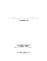 The Ovidian Soundscape: the Poetics of Noise in the Metamorphoses