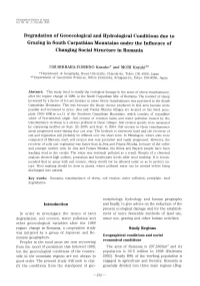 Degradation of Geoecological and Hydrological Conditions Due to Grazing in South Carpathian Mountains Under the Influence of Changing Social Structure in Romania