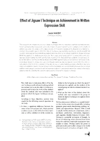 Effect of Jigsaw I Technique on Achievement in Written Expression Skill