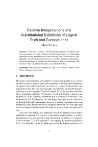 Relative Interpretations and Substitutional Definitions of Logical