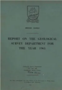 Report on the Geological Survey Department for the Year 1961