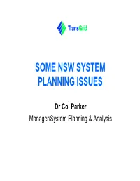 Some Nsw System Planning Issues