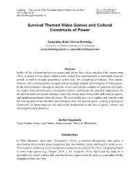 Survival Themed Video Games and Cultural Constructs of Power