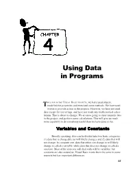 Using Data in Programs T