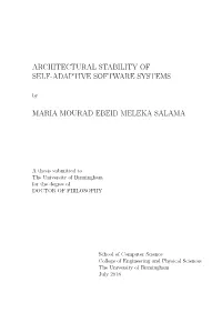 ARCHITECTURAL STABILITY of SELF-ADAPTIVE SOFTWARE SYSTEMS By
